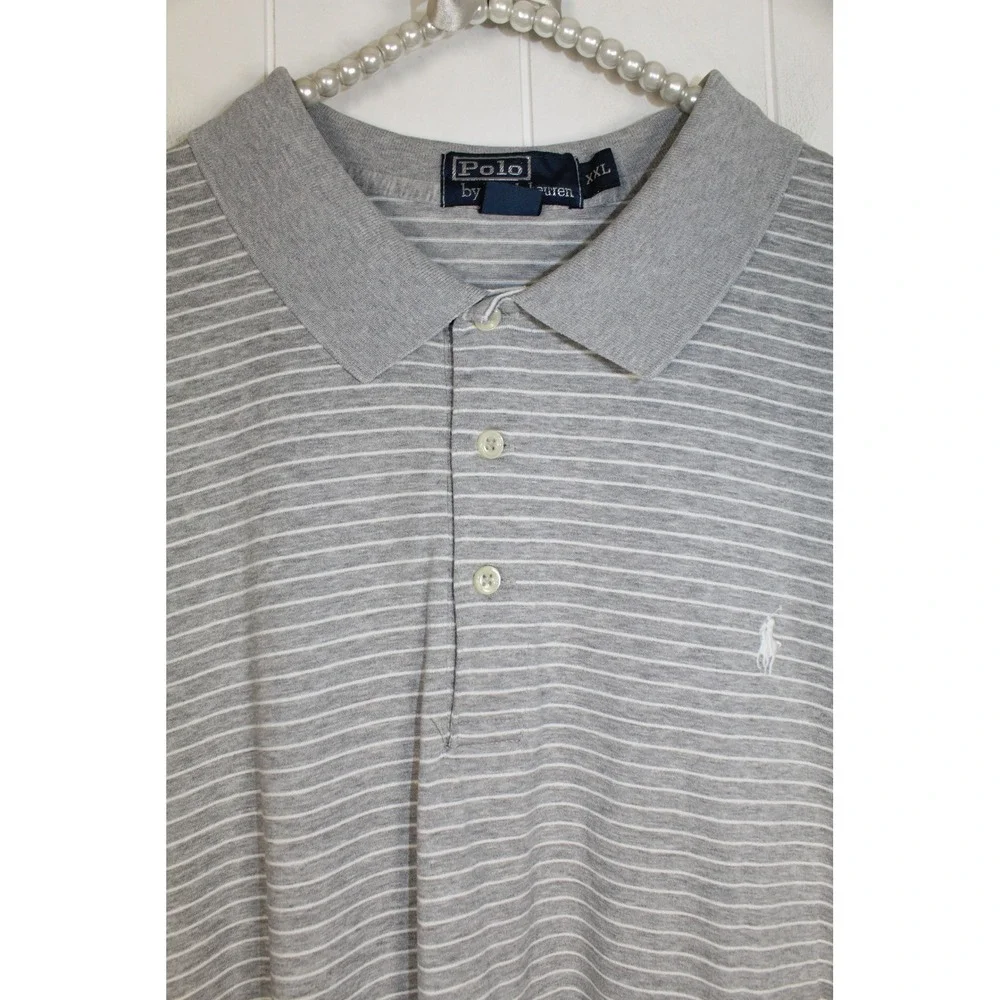 Polo Ralph Lauren Men's Gray/White Collared Golf Polo Shirt‎ Size XXL